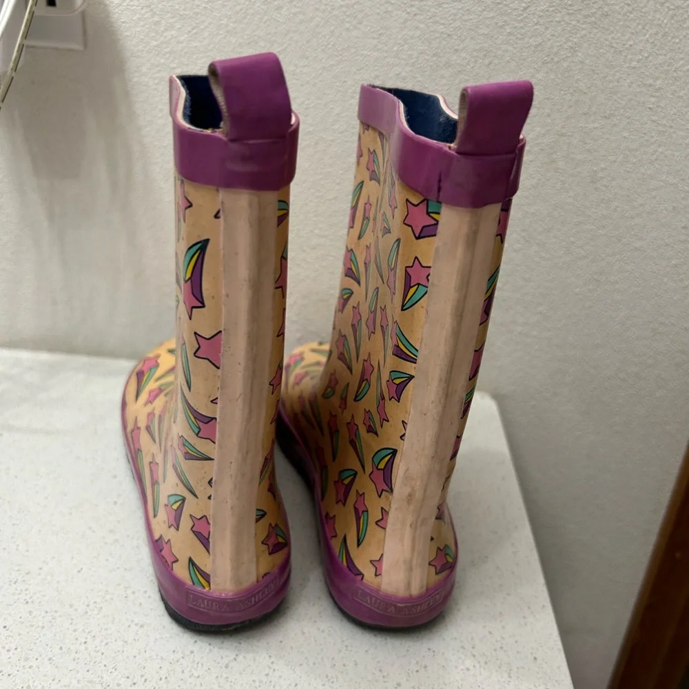 Colorful Star Pattern Pink and Purple Rain Boots Girl size 2